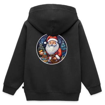 Weihnachtsmann klassisch - Kinder Premium Organic Zip Hoodie - Schwarz - Hinten - AI Model Kid Male (0cm)