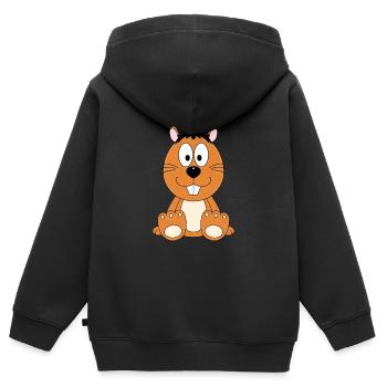 BIBER - OTTER - TIER - TIERE - Kinder Premium Organic Zip Hoodie - Schwarz - Hinten - AI Model Kid Male (0cm)