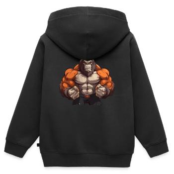 Bodybuilder Gorilla - Sweat Premium à capuche zippé enfant bio - noir - Dos - AI Model Kid Male (0cm)