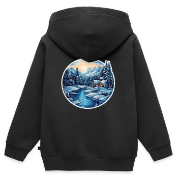 Hiver - Sweat Premium à capuche zippé enfant bio - noir - Dos - AI Model Kid Male (0cm)