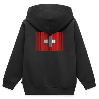 Schweiz Swiss - Kinder Premium Organic Zip Hoodie - Schwarz - Hinten - AI Model Kid Male (0cm)