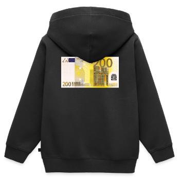 200 Euro billet de banque - Sweat Premium à capuche zippé enfant bio - noir - Dos - AI Model Kid Male (0cm)