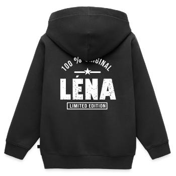 Léna benutzerdefinierten Vorname Léna - Kinder Premium Organic Zip Hoodie - Schwarz - Hinten - AI Model Kid Male (0cm)
