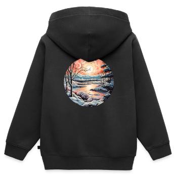 Hiver - Sweat Premium à capuche zippé enfant bio - noir - Dos - AI Model Kid Male (0cm)