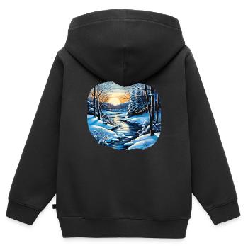 Hiver - Sweat Premium à capuche zippé enfant bio - noir - Dos - AI Model Kid Male (0cm)