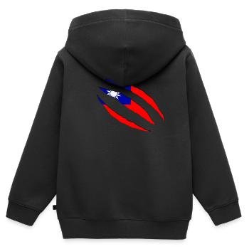 taiwan - Kinder Premium Organic Zip Hoodie - Schwarz - Hinten - AI Model Kid Male (0cm)