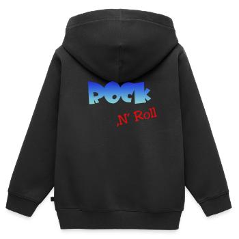 Rock n Roll, Rocker, Rock and Roll - Kinder Premium Organic Zip Hoodie - Schwarz - Hinten - AI Model Kid Male (0cm)