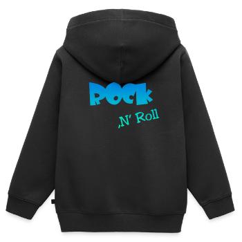 Rock n Roll - Kinder Premium Organic Zip Hoodie - Schwarz - Hinten - AI Model Kid Male (0cm)