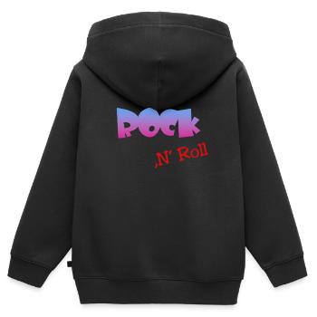 Rock n Roll - Kinder Premium Organic Zip Hoodie - Schwarz - Hinten - AI Model Kid Male (0cm)