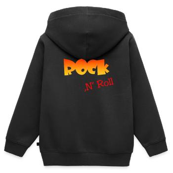 Rock n Roll - Kinder Premium Organic Zip Hoodie - Schwarz - Hinten - AI Model Kid Male (0cm)