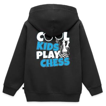 Chess Club Chessboard enfants échecs - Sweat Premium à capuche zippé enfant bio - noir - Dos - AI Model Kid Male (0cm)
