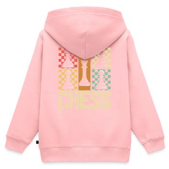 Échiquier vintage - Sweat Premium à capuche zippé enfant bio - rose - Dos - AI Model Kid Female (0cm)