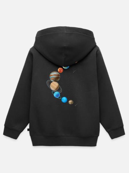 Sonnensystem in Sichelform - Kinder Premium Organic Zip Hoodie - Schwarz