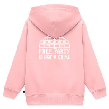 Free Party Is Not A Crime Soundsystem Tekno 23 - Sweat Premium à capuche zippé enfant bio - rose - Dos - AI Model Kid Female (0cm)