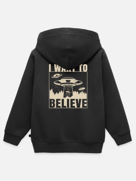 I Want To Believe Alien UFO - Premium børne zip-hættetrøje økologisk - sort