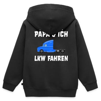 LKW fahren Papa Sohn Trucker Fernfahrer - Kinder Premium Organic Zip Hoodie - Schwarz - Hinten - AI Model Kid Male (0cm)