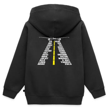 Phonetische Alphabet Flugzeug Pilot Aviator Flugzeug - Kinder Premium Organic Zip Hoodie - Schwarz - Hinten - AI Model Kid Male (0cm)