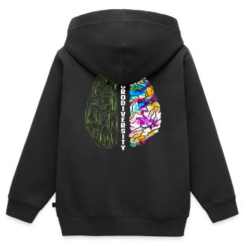 Neurodiversität Regenbogen Autismus Bewusstsein ASD ADHS - Kinder Premium Organic Zip Hoodie - Schwarz - Hinten - AI Model Kid Male (0cm)