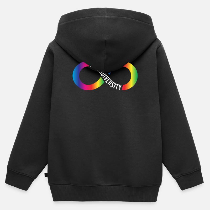 Neurodiversität Rainbow Infinity Neurodivergent - Sweat Premium à capuche zippé enfant bio - noir
