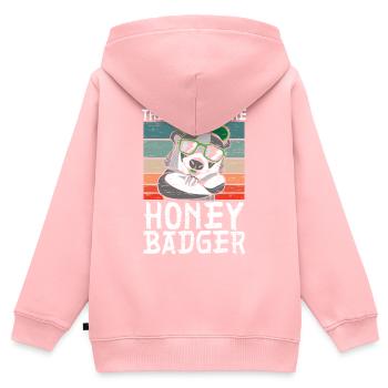 Ils m’appellent l’animal sans peur blaireau de miel - Sweat Premium à capuche zippé enfant bio - rose - Dos - AI Model Kid Female (0cm)