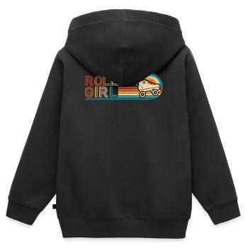 Roller Girl Skating Rollerblades Skate Lover - Sweat Premium à capuche zippé enfant bio - noir - Dos - AI Model Kid Male (0cm)