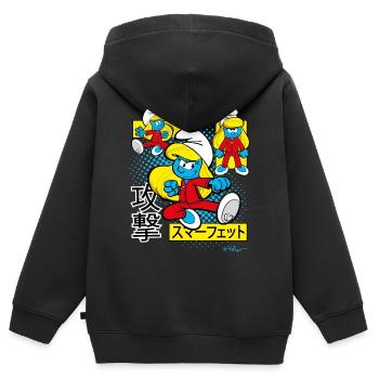 Les Schtroumpfs La Schtroumpfette Japonais - Sweat Premium à capuche zippé enfant bio - noir - Dos - AI Model Kid Male (0cm)