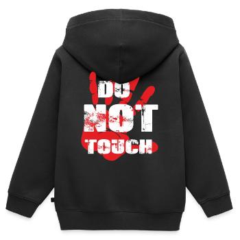 Ne pas toucher - Sweat Premium à capuche zippé enfant bio - noir - Dos - AI Model Kid Male (0cm)