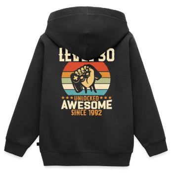 Level 30 Jahre freigeschaltetes Gaming Geburtstagsgeschenk - Kinder Premium Organic Zip Hoodie - Schwarz - Hinten - AI Model Kid Male (0cm)