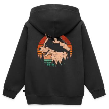 Aussie Dog Gift Rétro Berger Australien - Sweat Premium à capuche zippé enfant bio - noir - Dos - AI Model Kid Male (0cm)