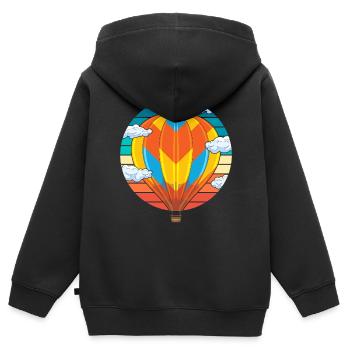 Retro Ballonfahrer Geschenkidee Heißluftballon - Kinder Premium Organic Zip Hoodie - Schwarz - Hinten - AI Model Kid Male (0cm)