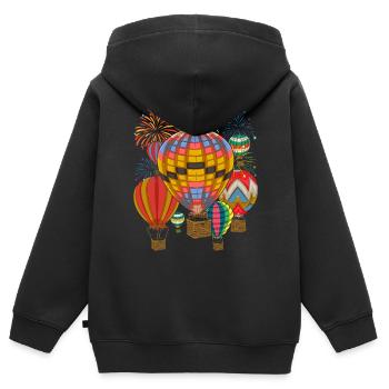 Ballonfahrer Geschenk Feuerwerk Heißluftballon - Kinder Premium Organic Zip Hoodie - Schwarz - Hinten - AI Model Kid Male (0cm)