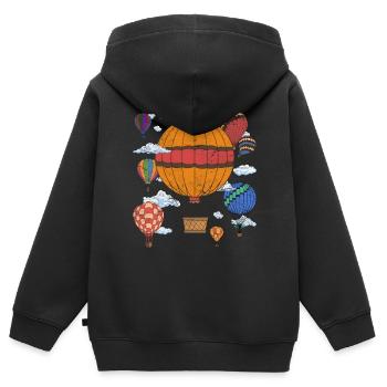 Ballonfahrer Ballonfahrt Ballon Heißluftballon - Kinder Premium Organic Zip Hoodie - Schwarz - Hinten - AI Model Kid Male (0cm)