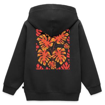Monstera Deliciosa quitte Tropical Monstera - Sweat Premium à capuche zippé enfant bio - noir - Dos - AI Model Kid Male (0cm)