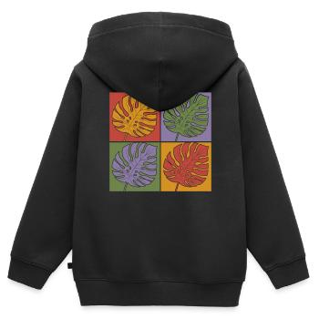 Pop Art Feuilles tropicales Monstera Deliciosa - Sweat Premium à capuche zippé enfant bio - noir - Dos - AI Model Kid Male (0cm)