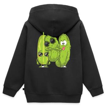 Gurke - Kinder Premium Organic Zip Hoodie - Schwarz - Hinten - AI Model Kid Male (0cm)