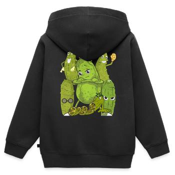 Gurke - Kinder Premium Organic Zip Hoodie - Schwarz - Hinten - AI Model Kid Male (0cm)