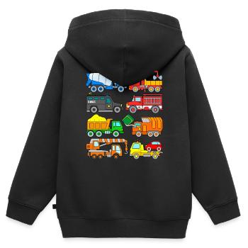Lastwagen LKW Baustelle Feuerwehr Abschleppwagen - Kinder Premium Organic Zip Hoodie - Schwarz - Hinten - AI Model Kid Male (0cm)