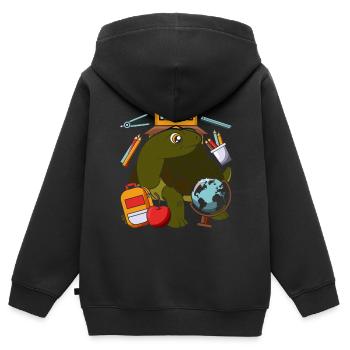 Cadeau d’animaux scolaires École Débutants Tortue - Sweat Premium à capuche zippé enfant bio - noir - Dos - AI Model Kid Male (0cm)