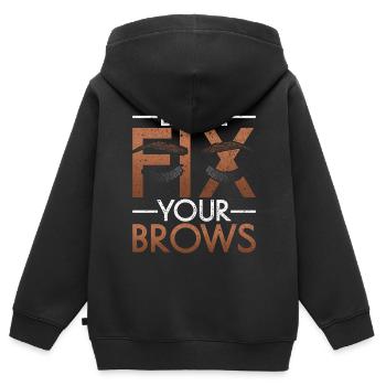 Maquillage Artiste Cadeau Beauté Sourcils Artiste - Sweat Premium à capuche zippé enfant bio - noir - Dos - AI Model Kid Male (0cm)
