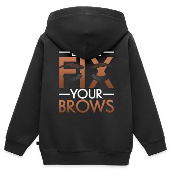 Sourcils Esthéticienne Cadeau Sourcils Artiste - Sweat Premium à capuche zippé enfant bio - noir - Dos - AI Model Kid Male (0cm)