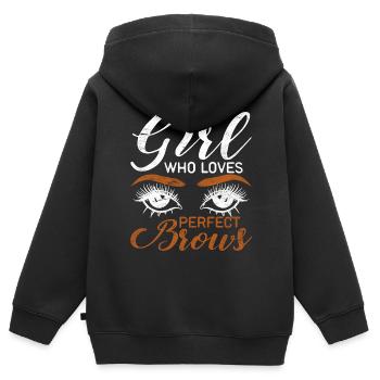 Maquillage Artiste Cadeau Beauté Sourcils Artiste - Sweat Premium à capuche zippé enfant bio - noir - Dos - AI Model Kid Male (0cm)