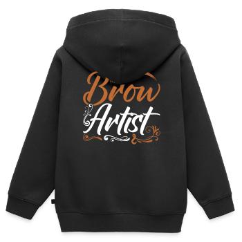 Sourcils Esthéticienne Cadeau Sourcils Artiste - Sweat Premium à capuche zippé enfant bio - noir - Dos - AI Model Kid Male (0cm)