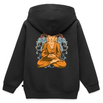 Hinduismus Geschenk Buddhismus Elefant Buddha - Kinder Premium Organic Zip Hoodie - Schwarz - Hinten - AI Model Kid Male (0cm)