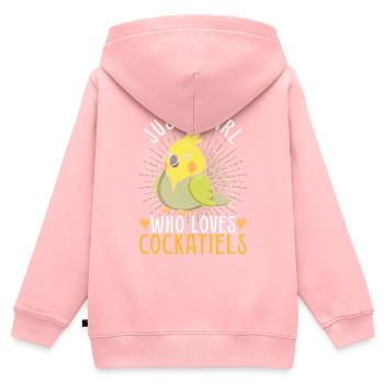 Niedlicher Vogel Mädchen Geschenk Nymphensittich - Kinder Premium Organic Zip Hoodie - Rosa - Hinten - AI Model Kid Female (0cm)