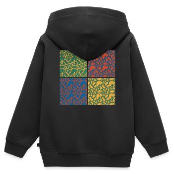 Cow Spots Pop Art Cow - Sweat Premium à capuche zippé enfant bio - noir - Dos - AI Model Kid Male (0cm)