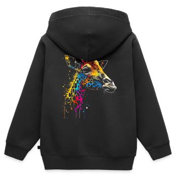 Bunte Giraffe Graffiti Airbrush Artwork - Kinder Premium Organic Zip Hoodie - Schwarz - Hinten - AI Model Kid Male (0cm)