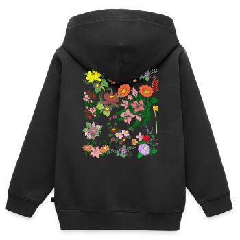Jardin botanique Fleurs sauvages Cadeau Botanique - Sweat Premium à capuche zippé enfant bio - noir - Dos - AI Model Kid Male (0cm)