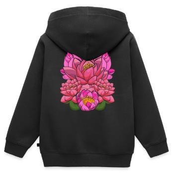 Botanist Lotus Blossoms Gardener Gift Botany - Kids Premium Organic Zip-up Hoodie - black - Back - AI Model Kid Male (0cm)