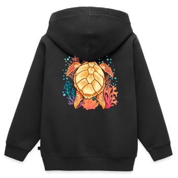 Meeresbewohner Ozean Tier Geschenk Schildkröte - Kinder Premium Organic Zip Hoodie - Schwarz - Hinten - AI Model Kid Male (0cm)