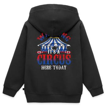 Zirkus Artist Achtung hier ist heute ein Zirkus - Kinder Premium Organic Zip Hoodie - Schwarz - Hinten - AI Model Kid Male (0cm)